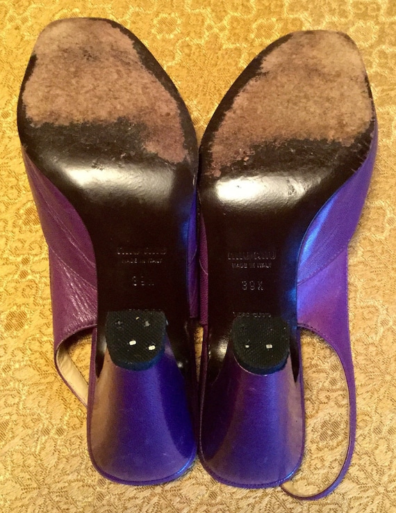 Vintage 90s Miu Miu Purple Leather Shoes with Pee… - image 9