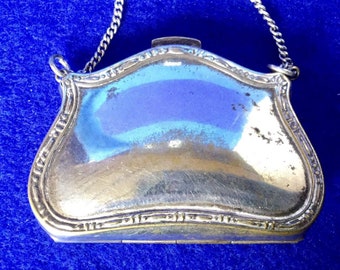 Antique Late Victorian Silver Plated Coin or Stamp Chatelaine Purse
