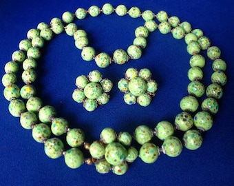 Ensemble collier et boucles d'oreilles bohèmes, Italie des années 30