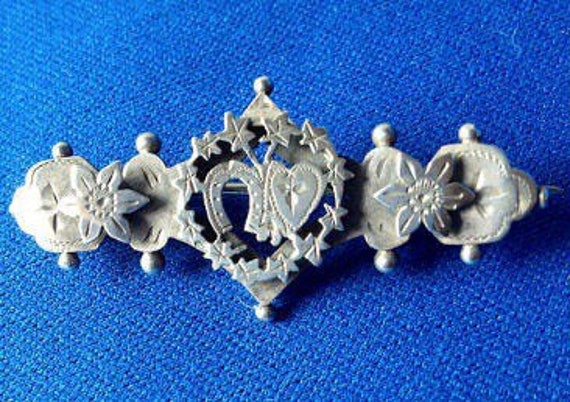 victorian silver sweetheart brooches