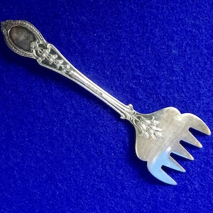 Antique Victorian Art Nouveau 5 Pronged 5” Sardine Fork by Atkin of Sheffield in English Electroplated Silver