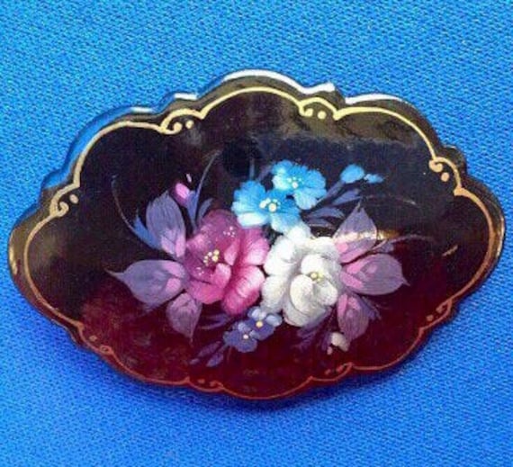 Russian Lacquer Brooch Gem Russian Lacquer Brooch Gem
