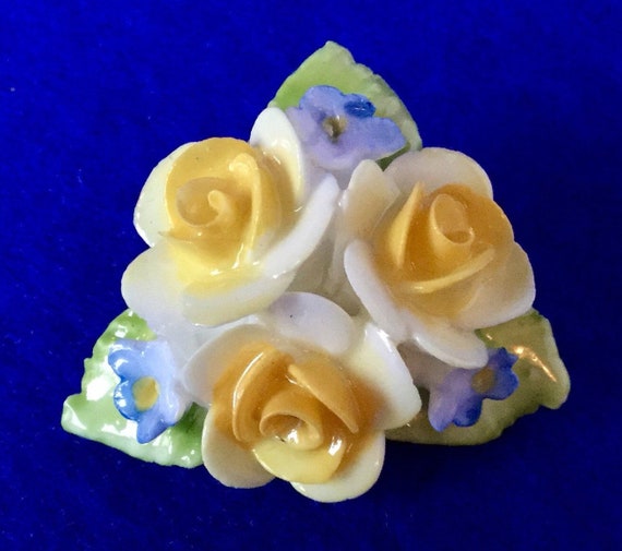 Stunning Vintage 1960s Coalport Bone China Brooch Clip on