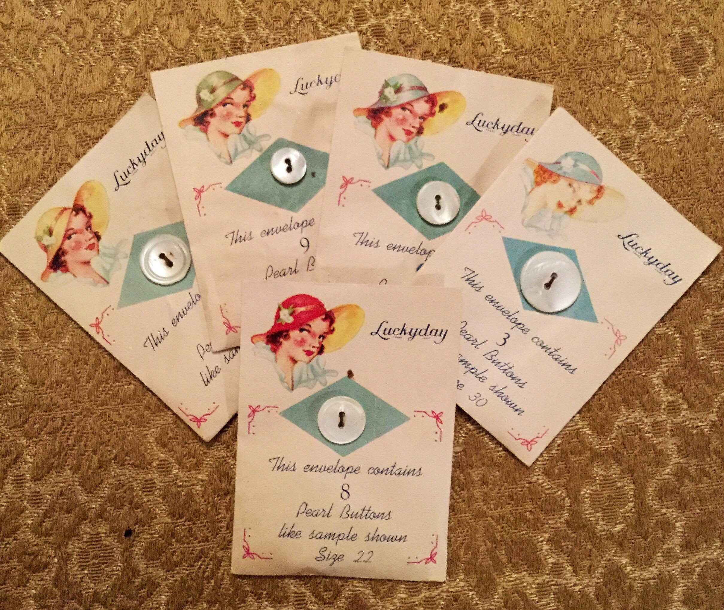 Vintage 1930s Luckyday Pearl Buttons - Five Unopened Packs With 