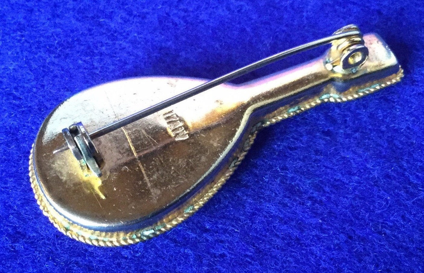Broche Mosaïque Vénitienne Mandoline Millefiori Sur Métal Doré - Occasion En Très Bon état (TBE)