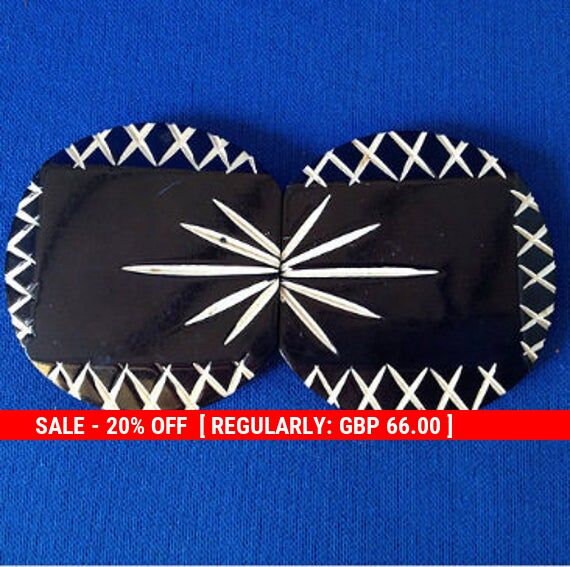 1930s Black & White Bakelite Buckle