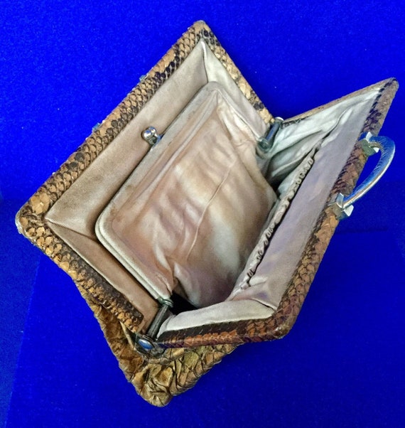 1930s Vintage Snakeskin Clutch Bag . - image 7