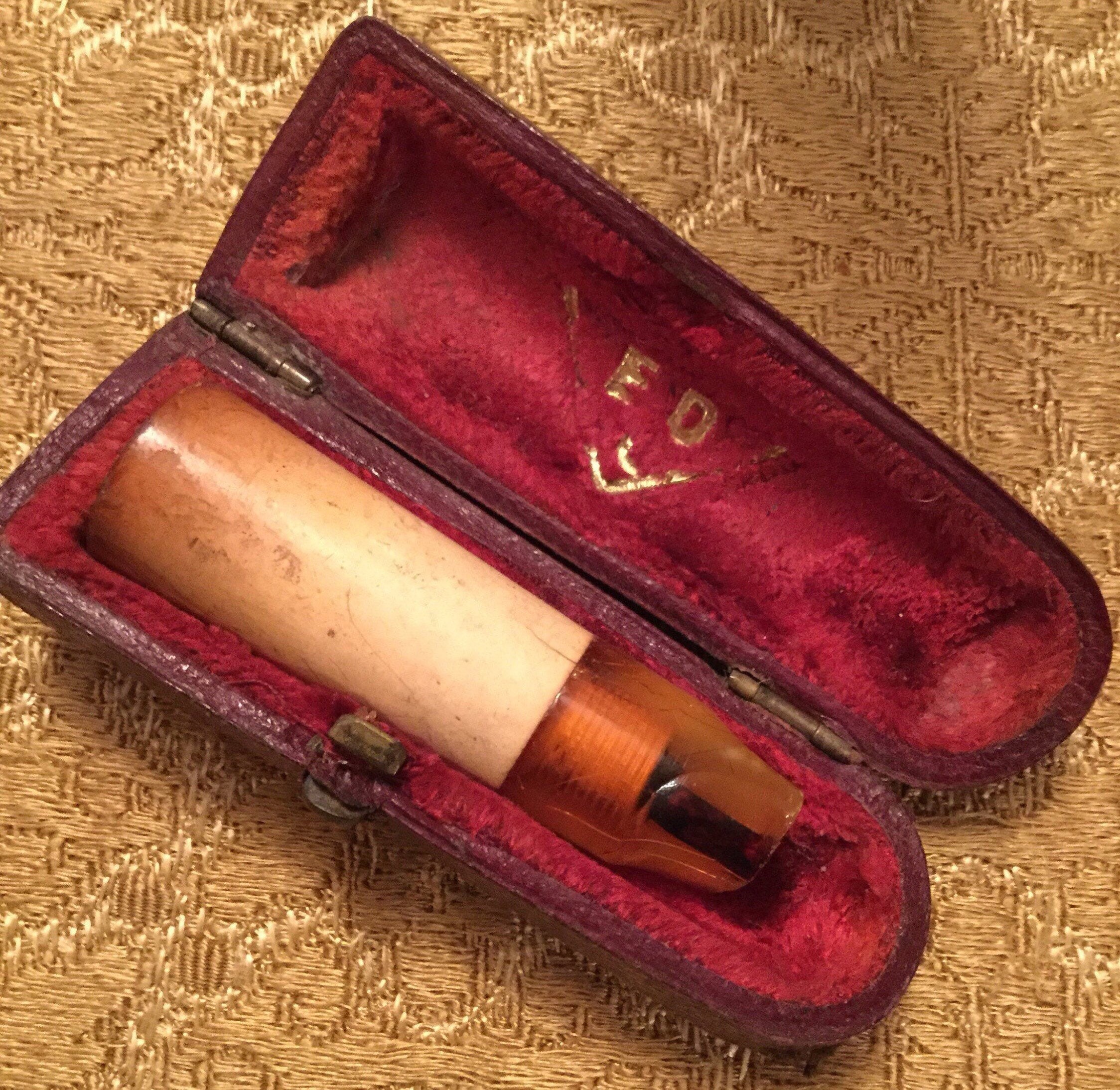1880s Antique Meerschaum Cheroot Holder in Its Original Case