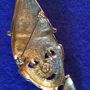 1950s Pierrot Brooch - Classic 1950s Clown Brooch in Reflective Goldtone with Tearful Eye, Pointed Hat, Studded Bow Tie Black Enamel Details image 7
