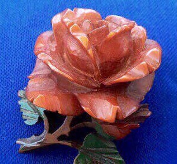 1930s Celluloid Rose Brooch