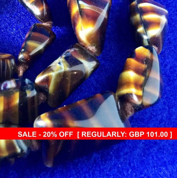 1930s Humbug Glass Necklace .