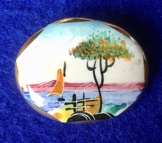 Hand Painted Ceramic Brooch