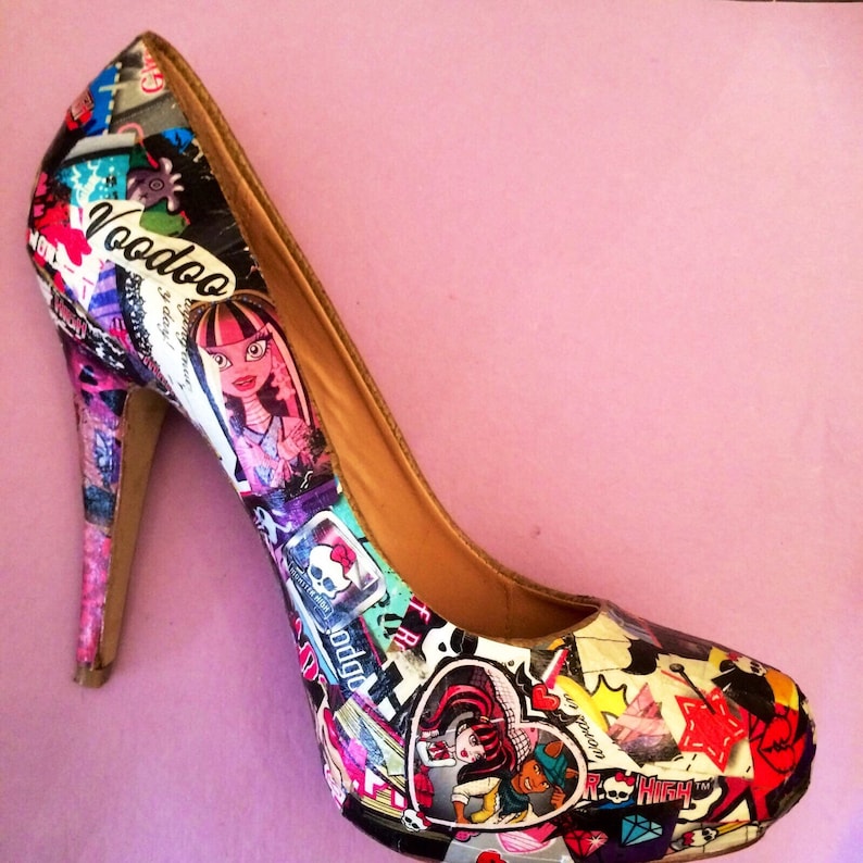 Monster High Heels Collage and Decoupage Customised Stiletto - Etsy