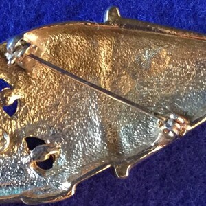 1950s Pierrot Brooch - Classic 1950s Clown Brooch in Reflective Goldtone with Tearful Eye, Pointed Hat, Studded Bow Tie Black Enamel Details image 8