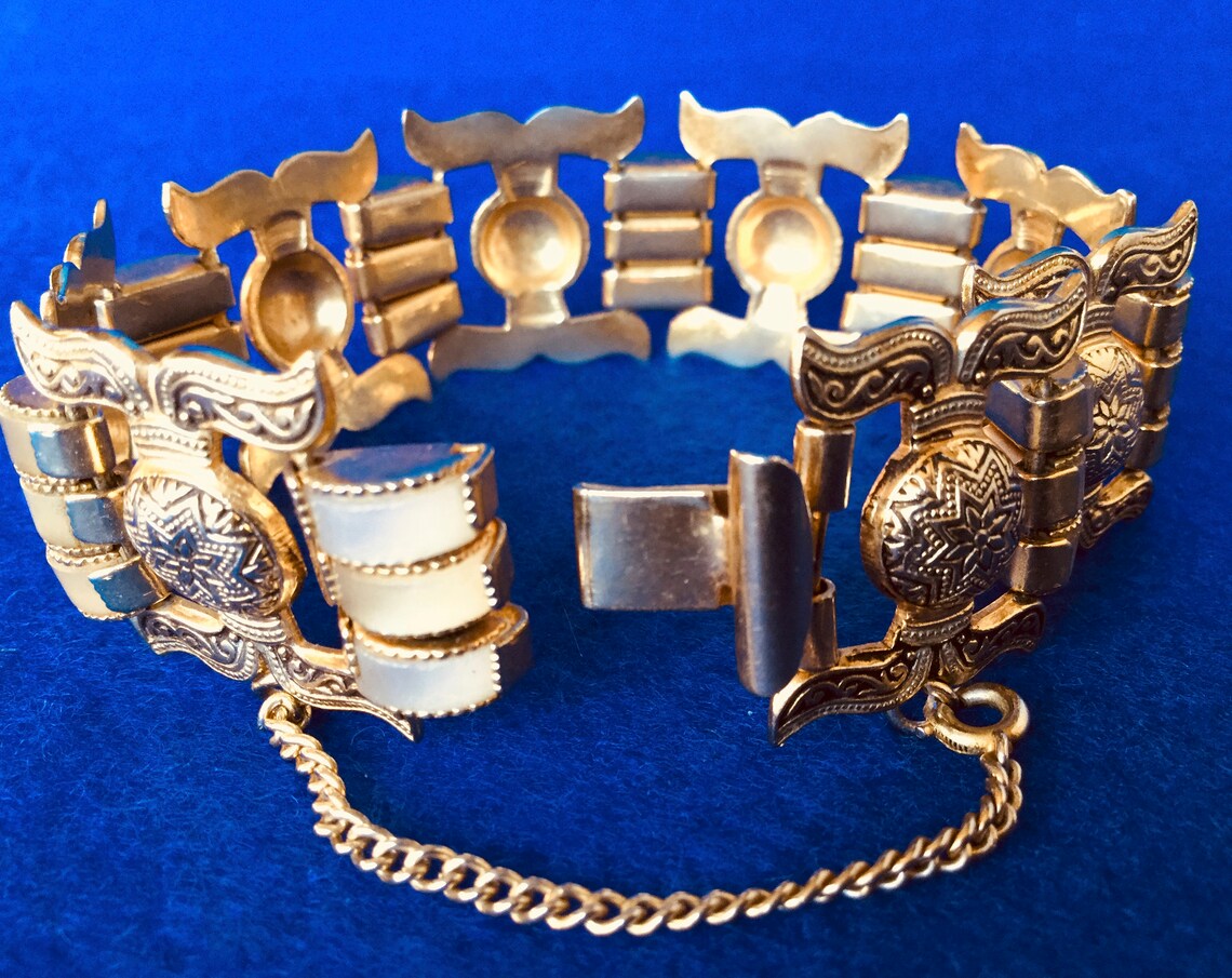 Damascene Bracelet 1950s Toledo Gold or Damascene Bracelet Etsy