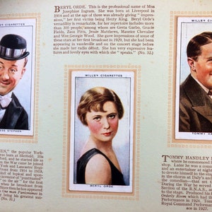 Wills Sigarettenkaarten Radio Beroemdheden Series One en Series Two 1934 & 1935