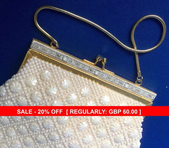 White beaded 1960s Evening Bag