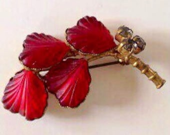 Ruby Red Austrian Fruit Brooch