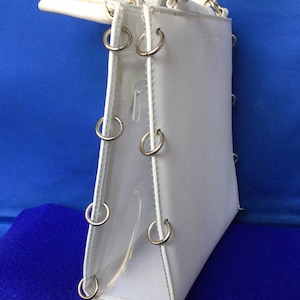 White ‘Swinging Sixties’ Paco Rabanne Cylindres Collection Plastic, Steel and Leather Handbag