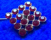 Art Deco Red Crystal Square Hat Pin