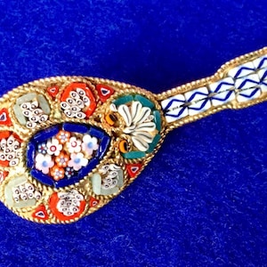 1950s Vintage Venetian Micro Mosaic Mandolin Brooch
