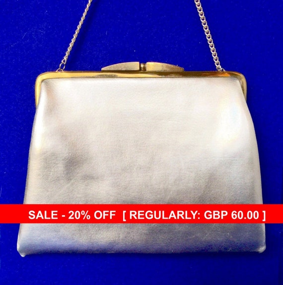 Vintage 1950s Silver Lame Handbag