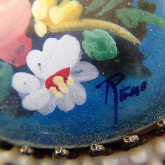 1920s Hand-painted Celluloid Brooch - image 3