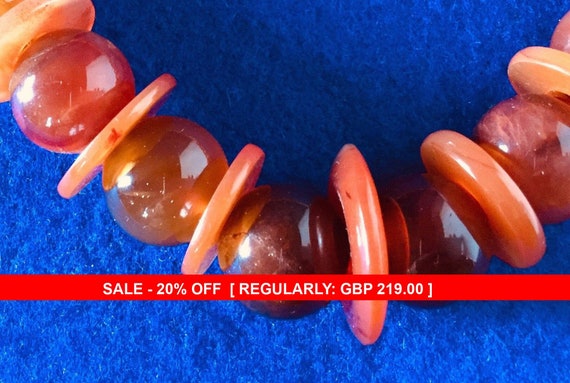 1930s Art Deco Carnelian Necklace 22 Inches