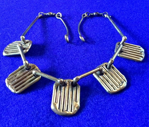 Unique 1970s Brass Brutalist Art Jewellery Necklac