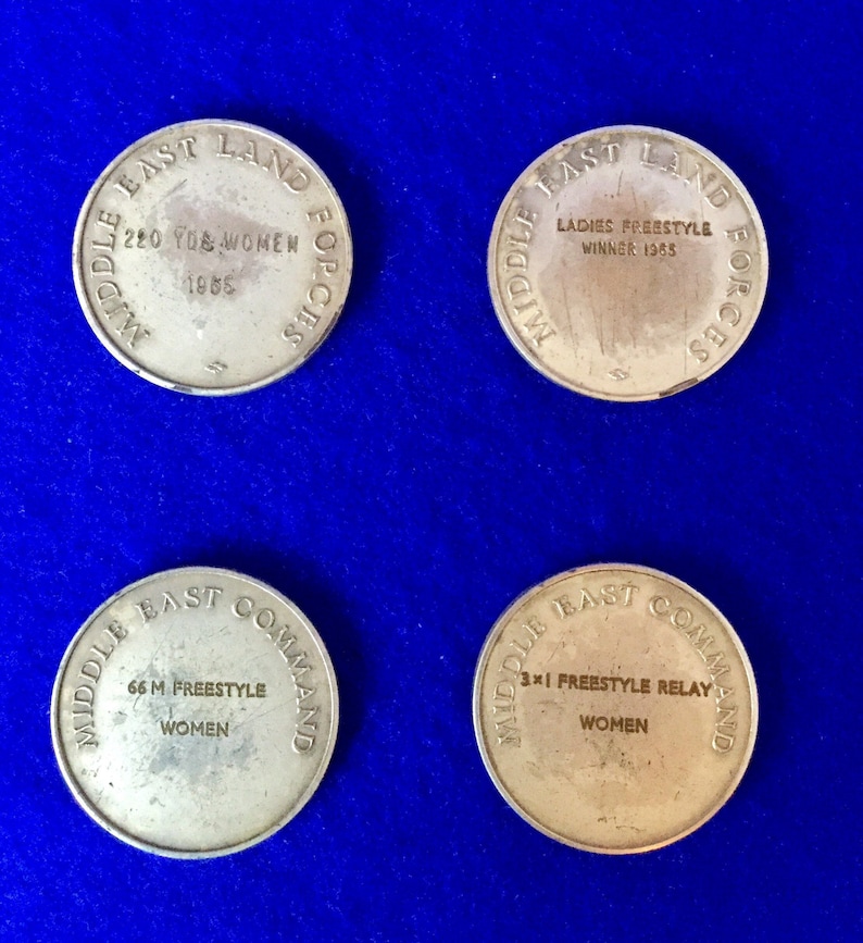 Four Vintage Sports Medals From Middle East Command & Middle Etsy