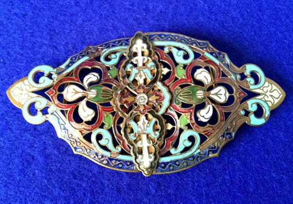 Victorian Art Nouveau Enamelled Belt Buckle With Fleur-de  display picture 1