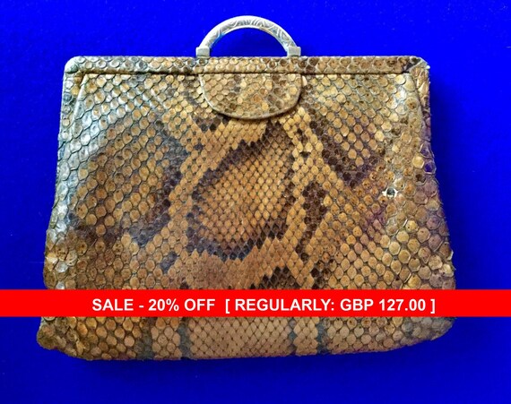 1930s Vintage Snakeskin Clutch Bag .