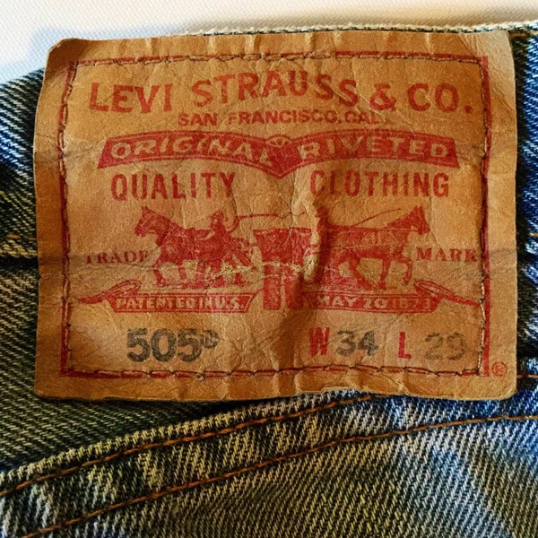 Vintage 1970s Levi’s 505 Little E Straight Fit 38 Inch Waist Regular Rise Mens Jeans With Six Inch Zipper