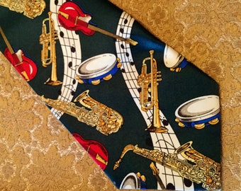 Cravate En Soie René Chagal Fait Main, Motif Dollar, Multicolore, Longueur >60" - Occasion