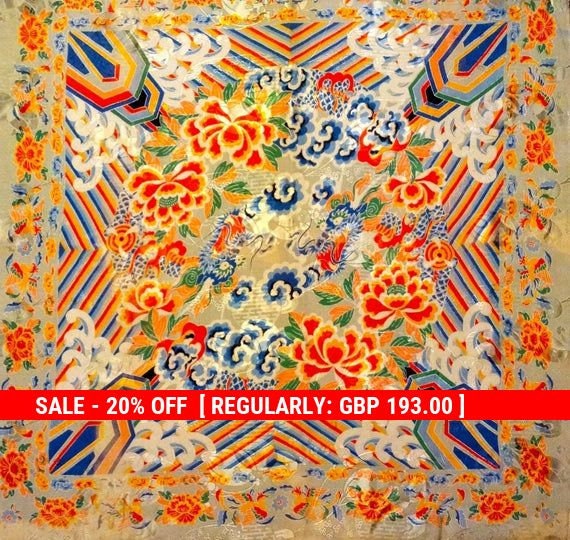 Antique 1930s Art Deco Japanese Scarf.