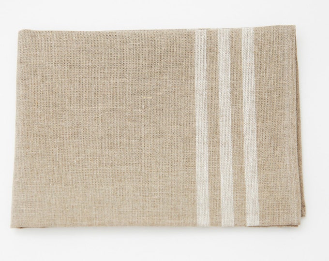 French Linen Torchon in Natural With White Stripes - Etsy UK