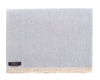 Linen Throw in Blue, Herringbone Weave. Linen Throw Blanket, Linen Bed Cover, Linen Bed Spread.