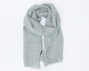 Blue Grey Linen Scarf