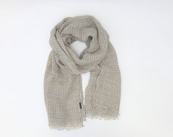 Taupe Brown Linen Scarf