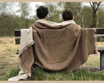Pure Linen Brown Throw Bed Cover Comforter: Rhombus Design Nordic Style