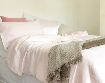 Blush Pink Linen Bedding Set