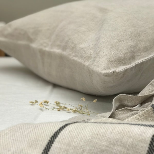 Pure Linen Pillow Case. Natural Linen Pillowcase. Pillow Cover, Linen Sham. Off-White pillowcase