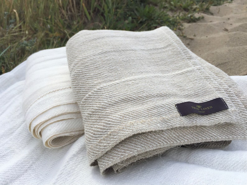 Thick Linen Bath Towel. Guest Room Towel. Heavy Weight Linen Towel. Huckaback Towel. image 7