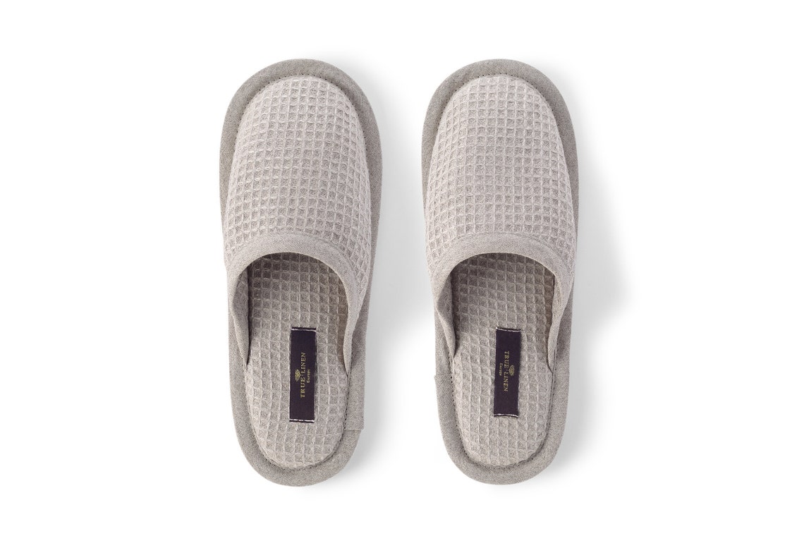 Organic Waffle Weave Bath Spa Unisex Slippers in Natural Etsy
