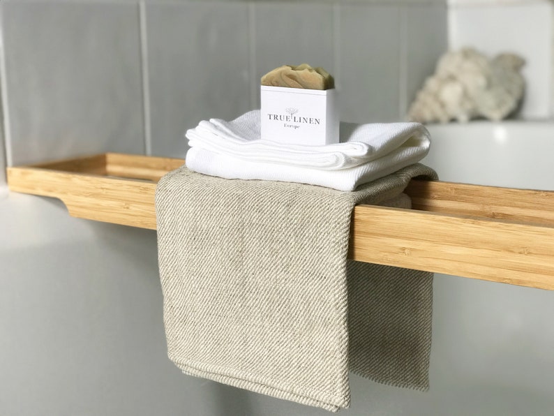 Thick Linen Bath Towel. Guest Room Towel. Heavy Weight Linen Towel. Huckaback Towel. image 6