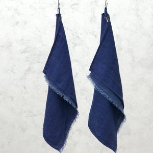 Deep Blue Linen Hand Towel, Pure Linen Tea Towel, Kitchen Cloth, Soft Linen Kitchen Towel, Perfect Gift,         Housewarming Gift