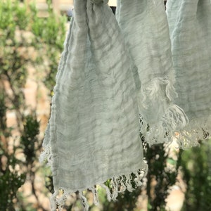 Gauze Linen Mint Scarf, Pastel Green Scarf, Washed Linen Scarf, Soft Linen Scarf,  Lightweight Scarf