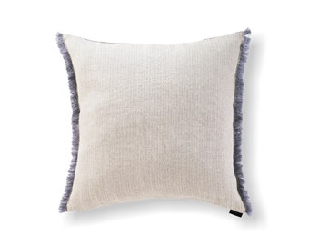 Grey Linen Cushion, With Fringe. Linen Decor Cushion, Pillow Case, Pillow Sham.