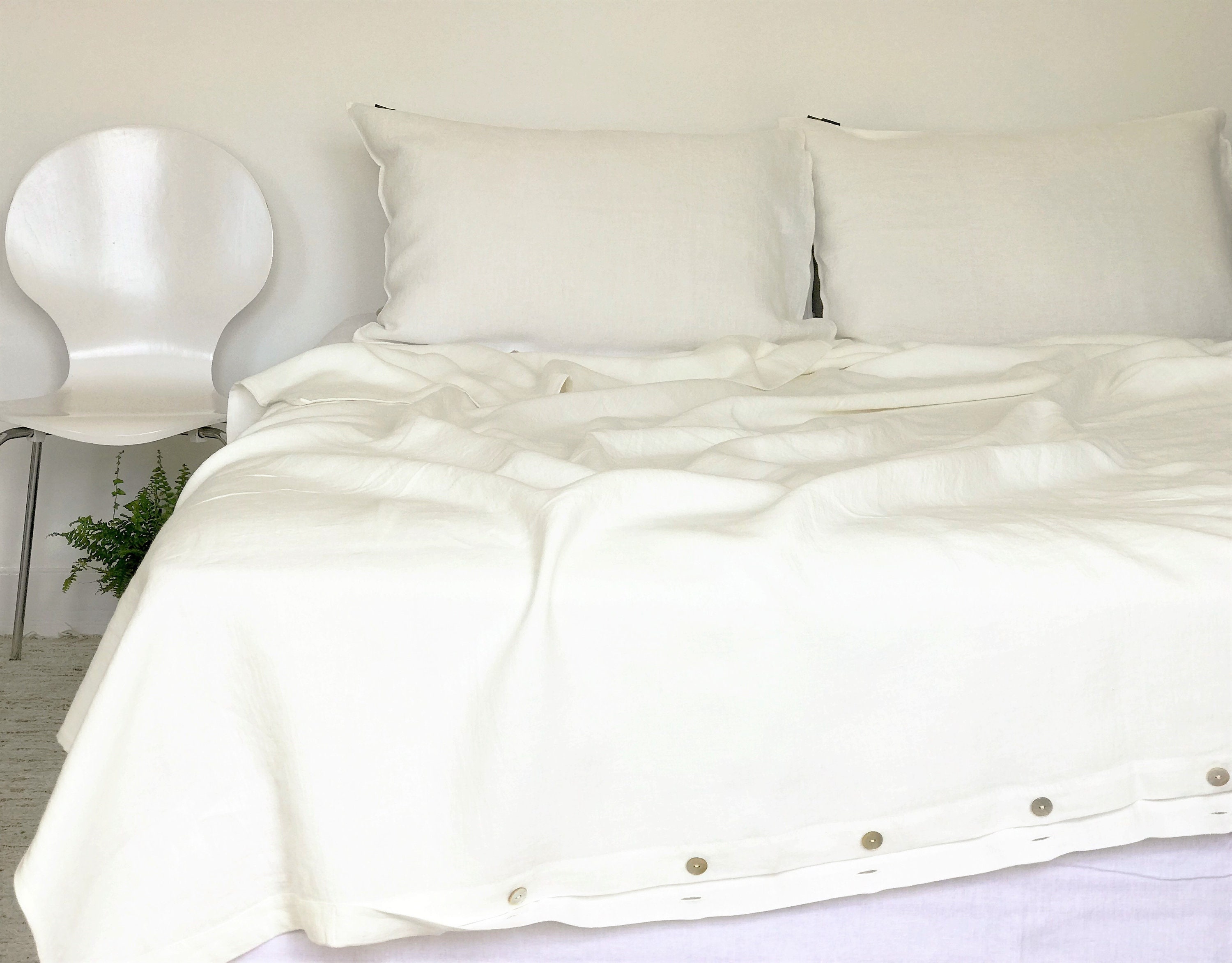 OffWhite Linen Bedding Set Etsy