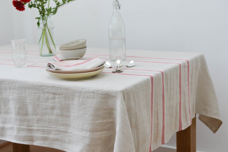 French Country Natural Linen Tablecloth image 8